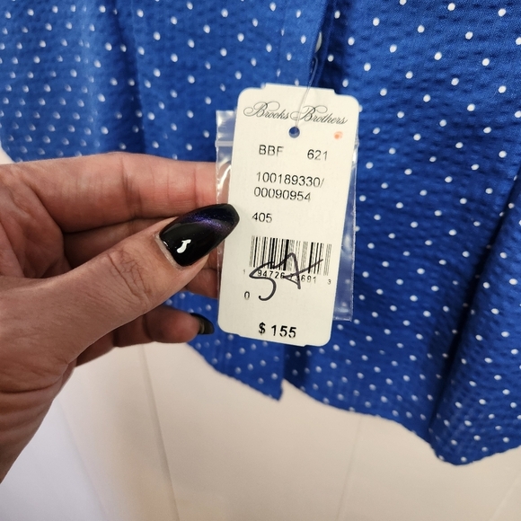 Brooks Bros Brothers Blue Polka Dot Ruffle Sleeveless Shirt Top New NWT Size 0 - Picture 8 of 12